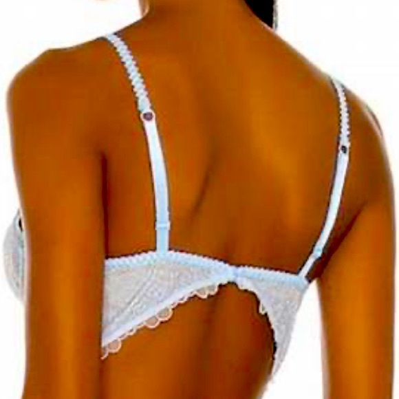 FREE PEOPLE LUCIA LACE UNDERWIRE BRA PRETTY BLUE HYDRANGEA COLOR LAYERING SZ 32A - Picture 8 of 14